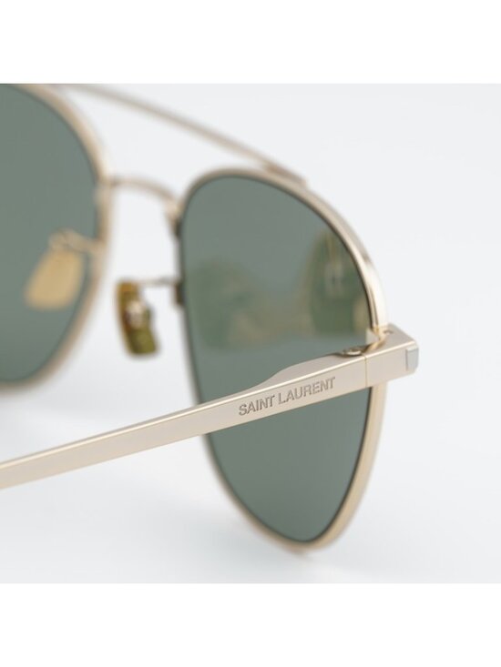 Saint Laurent SL531 011 Sunglasses Gold Aviator Frame, Green Lenses
